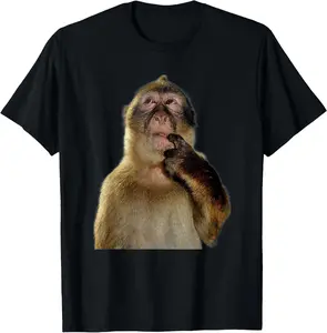 100% CottonThinking Monkey Meme T-Shirt