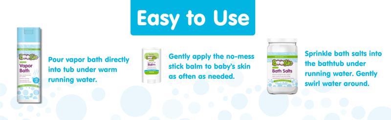 Boogie Baby Spa Gift Set – Vapor Bath, Vapor Bath Salts & Organic Head-to-Toe Balm for Infants & Kids