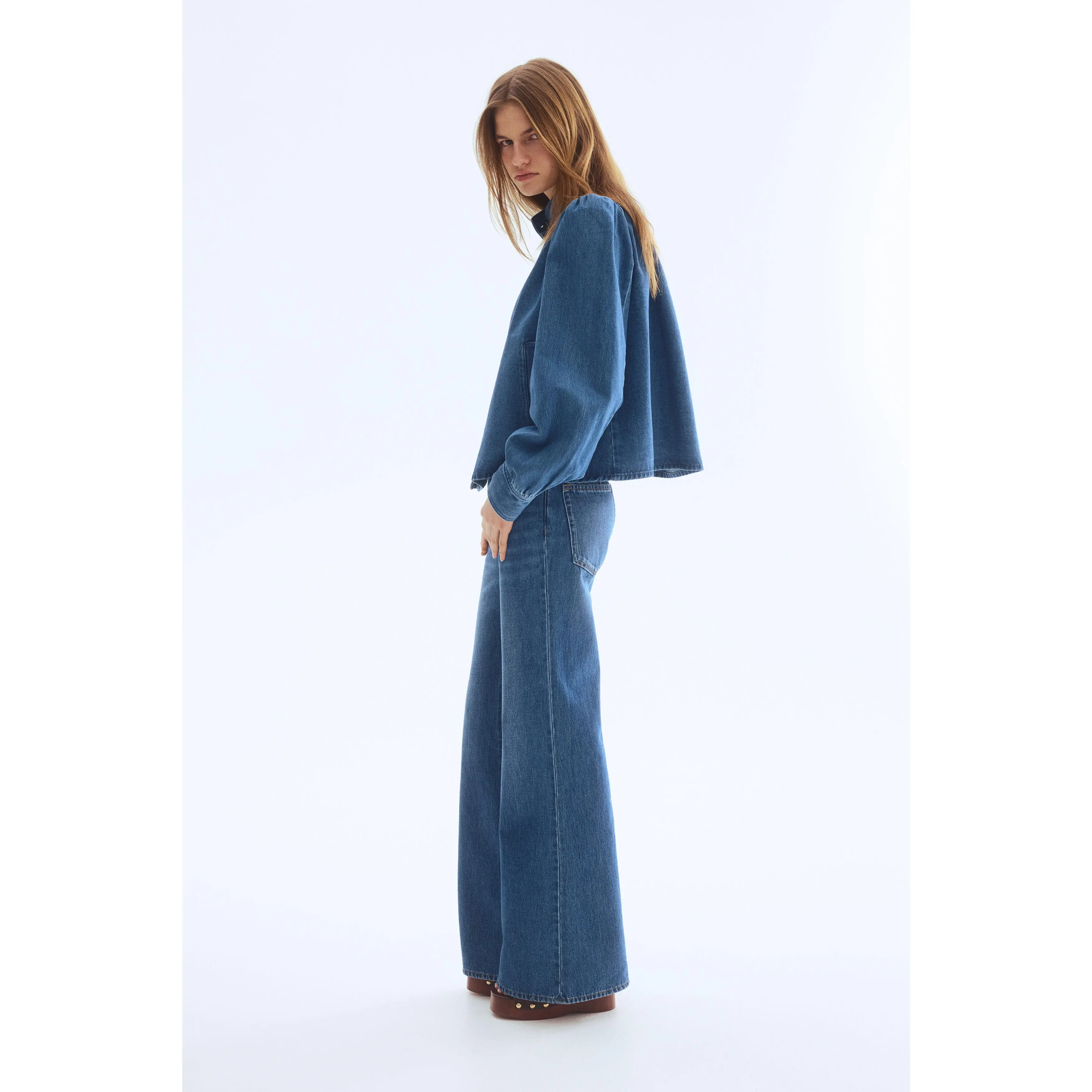 H&M Puff-sleeved twill jacket