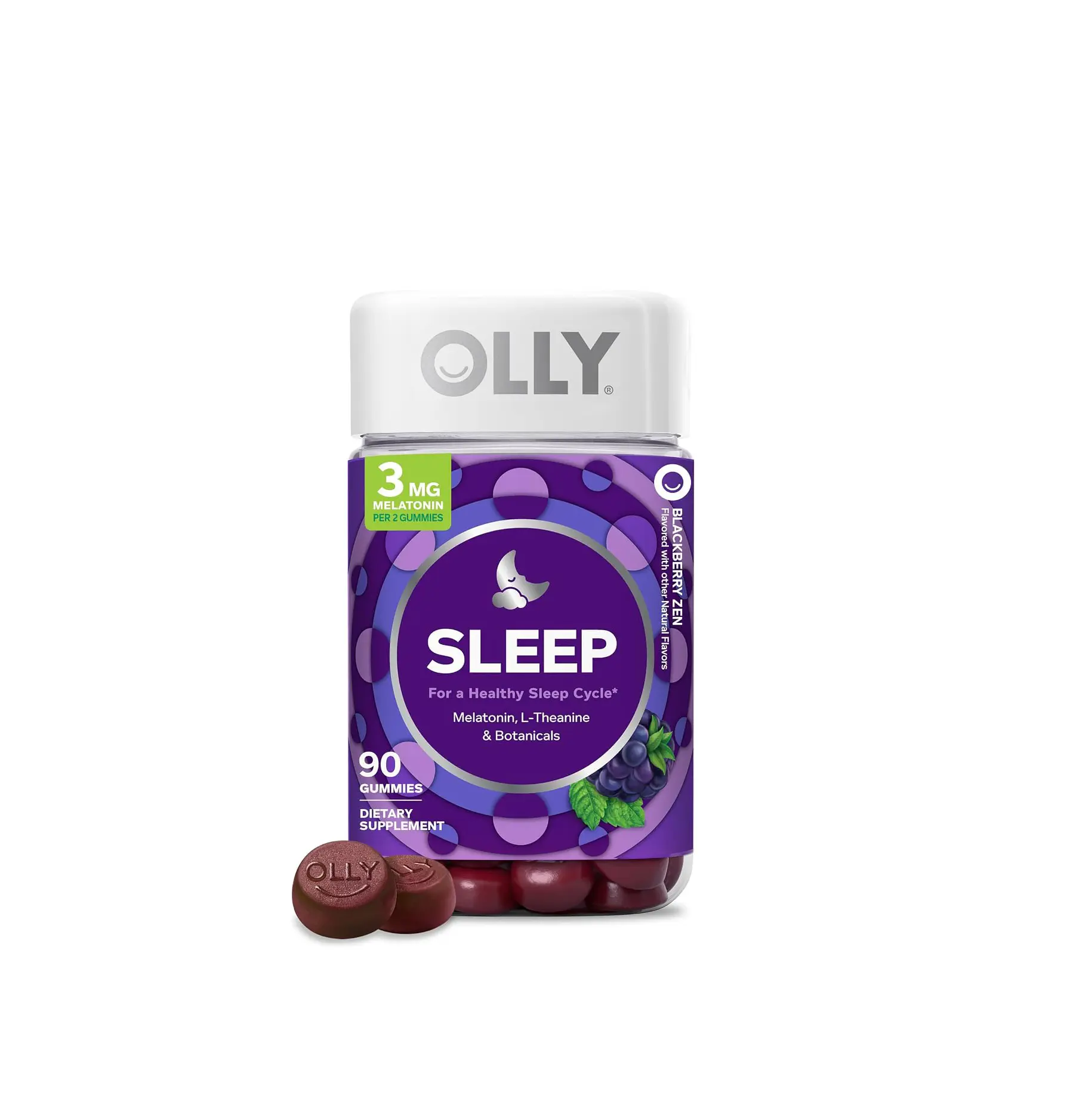 OLLY Sleep Support Gummy Supplement,* 3 mg Melatonin, L-Theanine - 90 Count