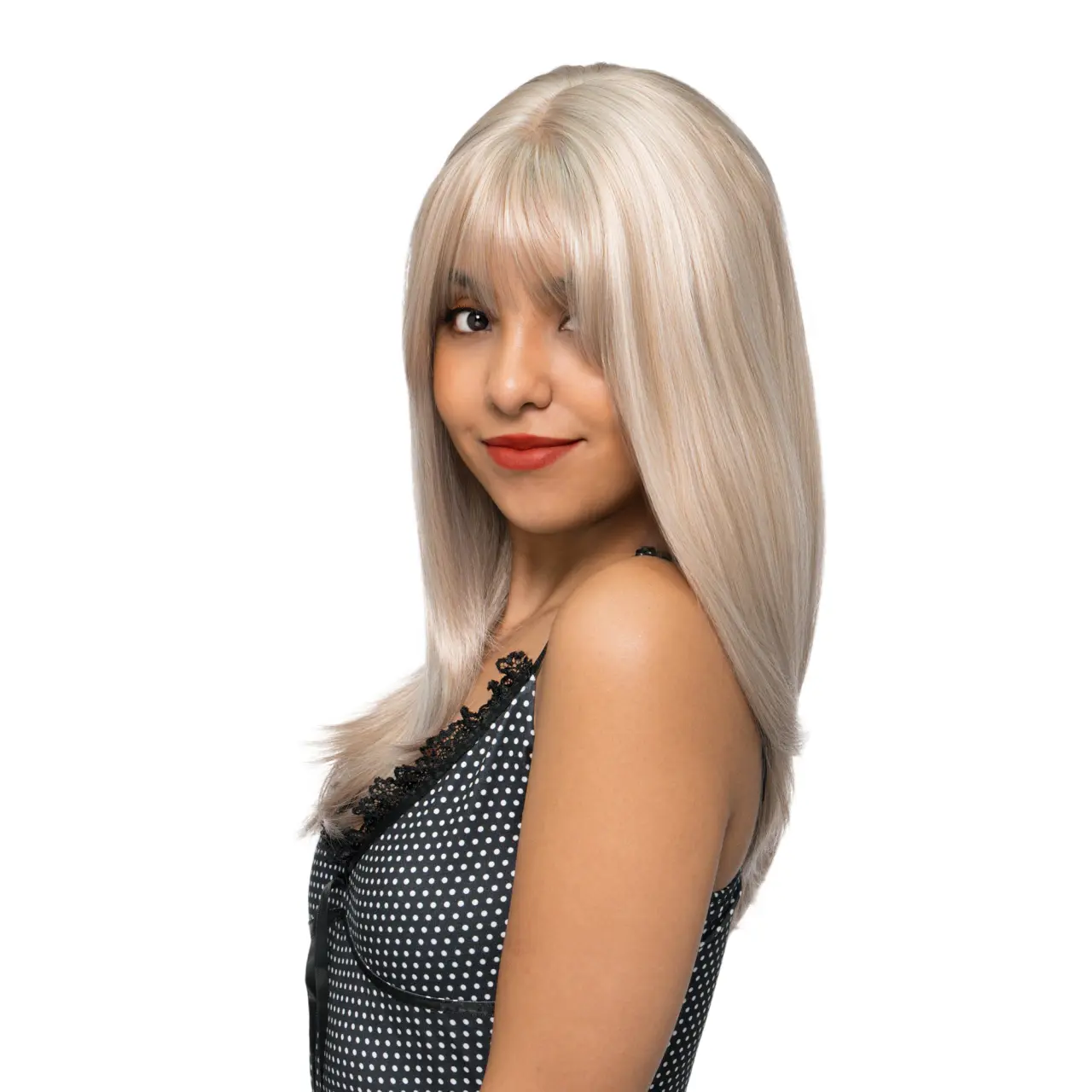 17-Inch Solid Silky Cream Blonde Blend Straight Synthetic Wig | 【Heat Resistant】【Cap Included】 | 52FSGA