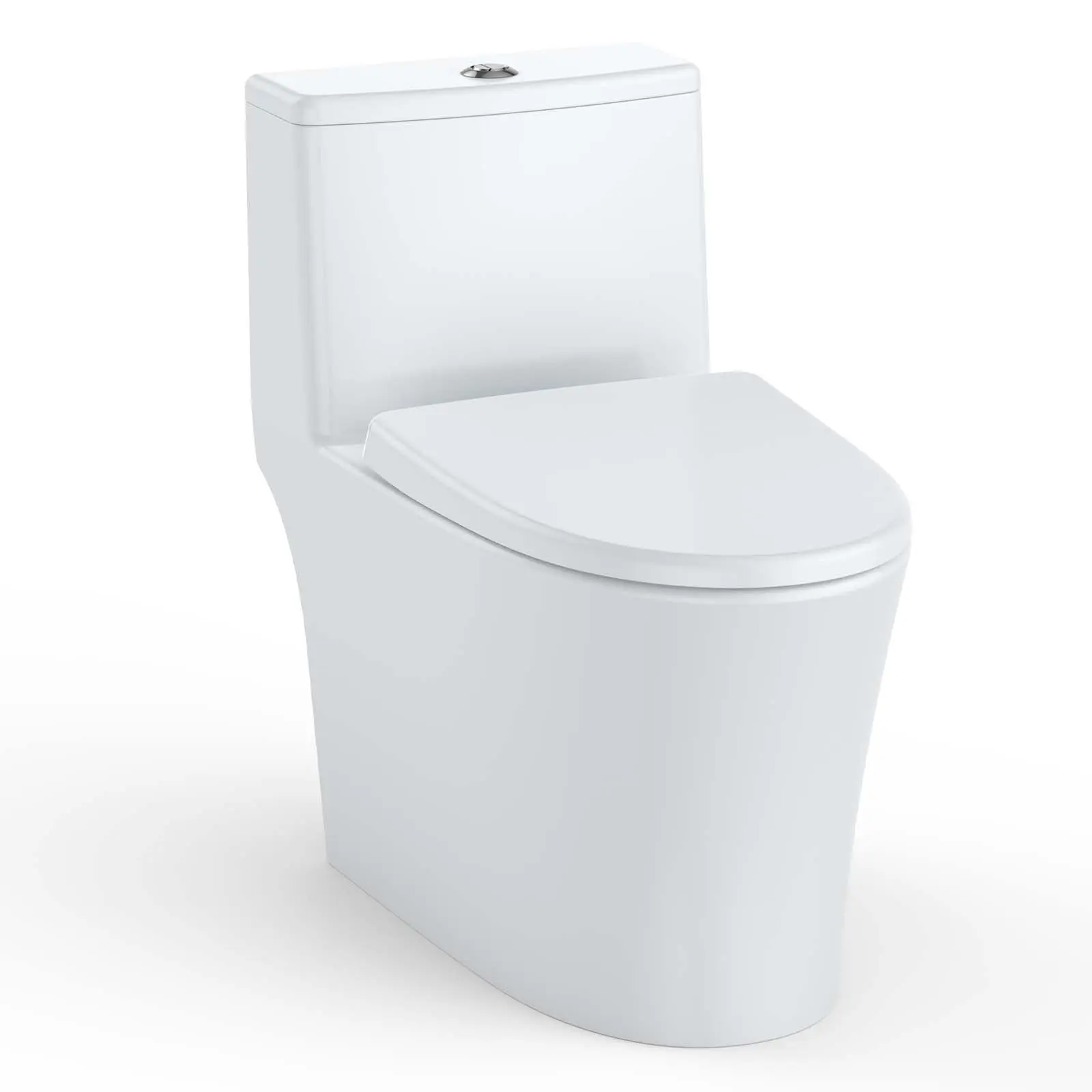 Garvee One-Piece Ceramic Toilets with PP Cover, Siphon Flushing, Easy Clean, Durable Elongated Toilet for Modern Bathroom