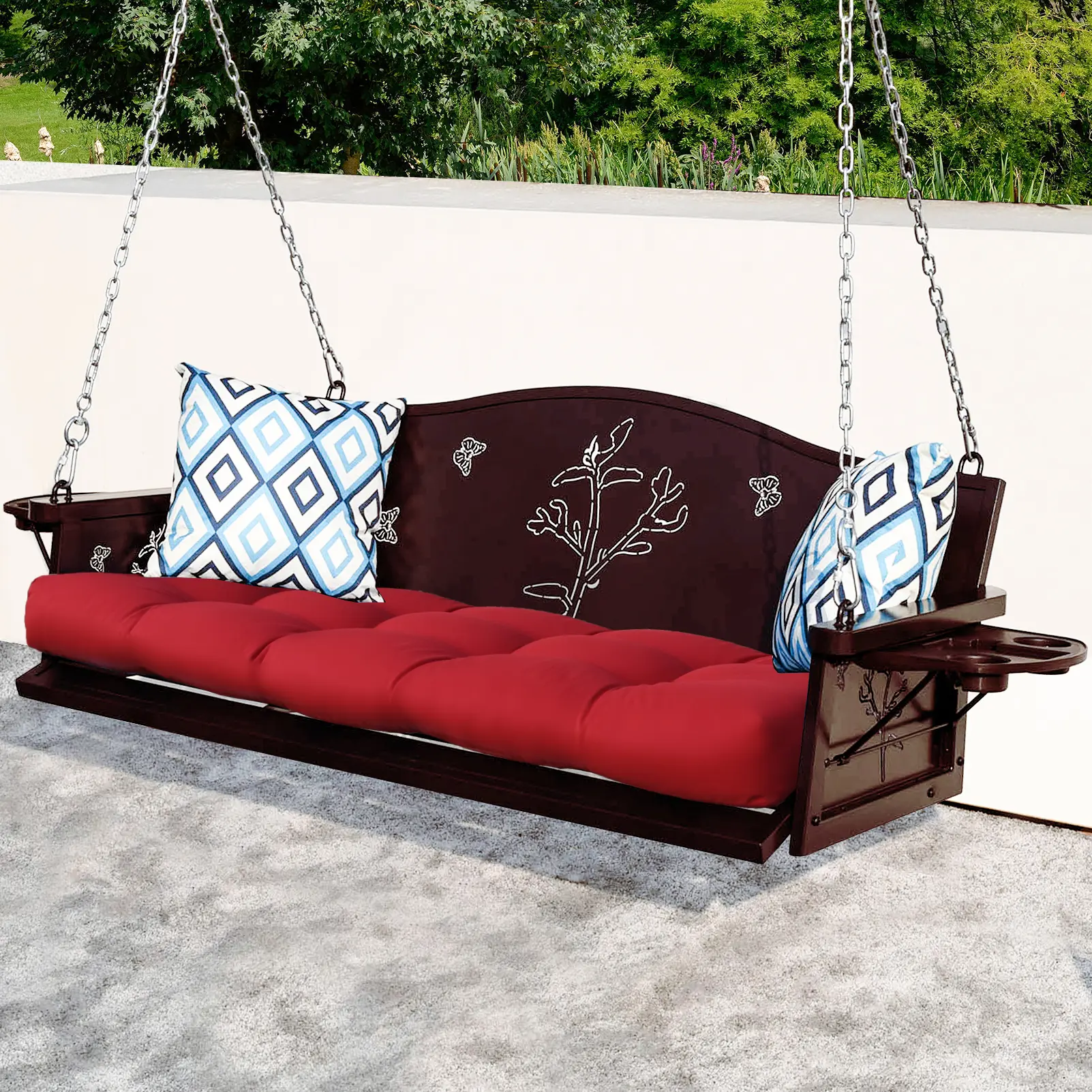 3-Seat Metal Hanging Porch Swing – Outdoor Patio Bench with Comfortable Cushions and Sturdy Frame – Perfect for Relaxing and Enjoying Your Garden or Porch,home decor,camping essentials