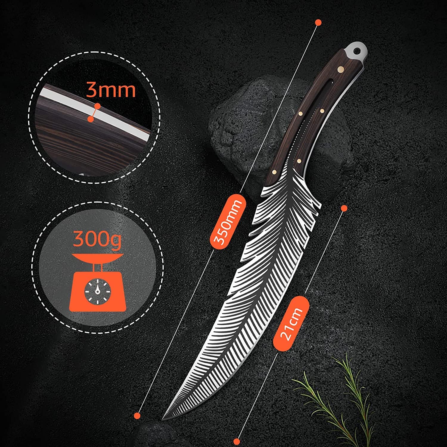 Huusk Feather Knife Hand Forged Boning Knife with Sheath for Meat Cutting and Outdoor Activities BlackFriday Gift– Perfect Father's Day  Gift!