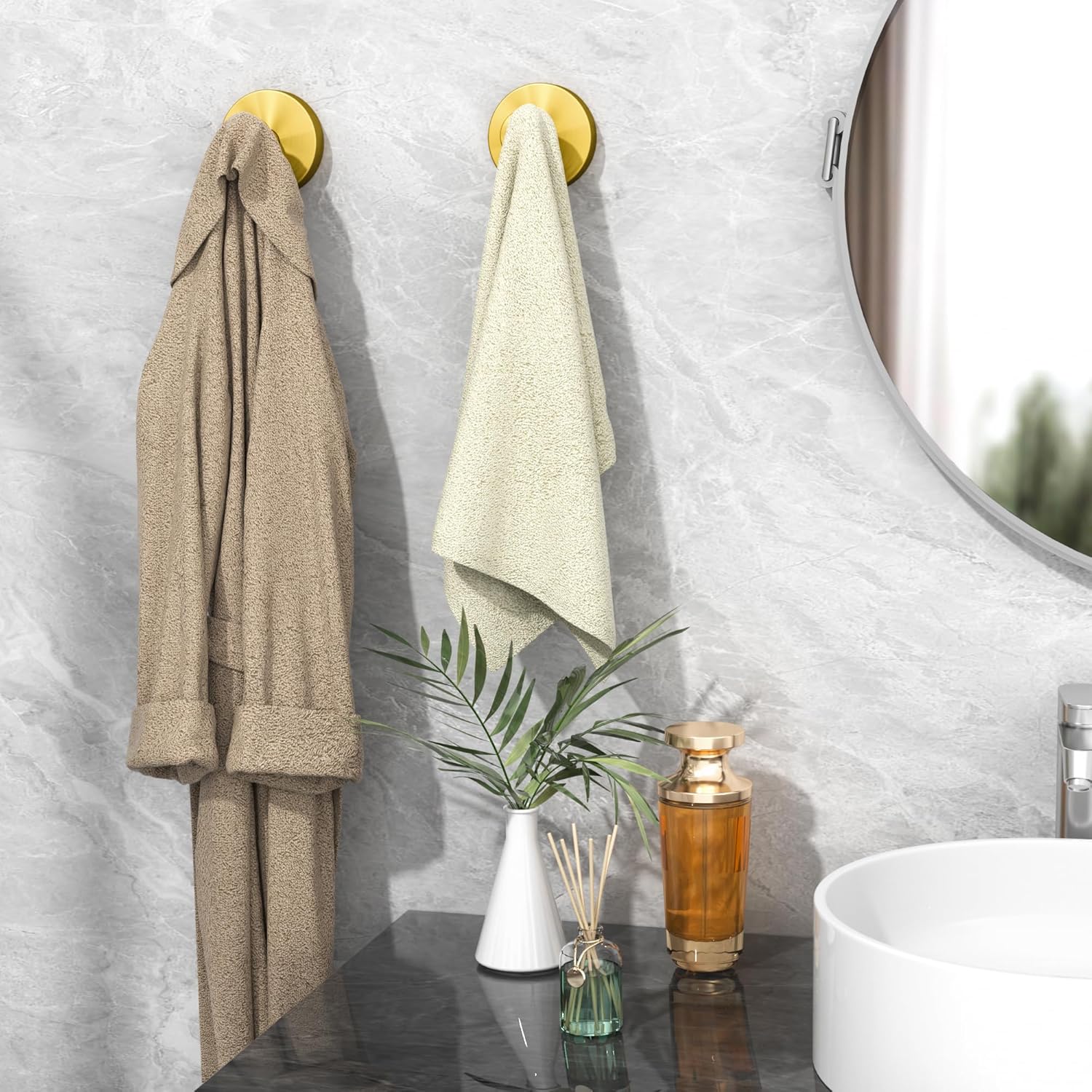 2 Units Suction Cup Hooks Home Essentials for Shower Bathroom Kitchen, Wood Door, Glass Door, Mirror, Tile – Loofah, Towel, Coat, Bath Robe Hook Holder for Hanging up to 15 lbs with Water-Resistant Home Gift Idea Bathroom Accessories