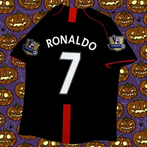 2007 2008 Away Black Short Sleeve 7 RonaldoRetro Soccer Jersey