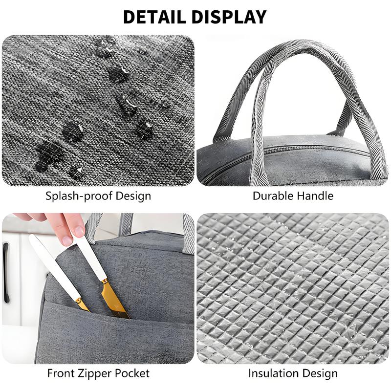 Adult Bento Lunch Box Set with Thermo Bag - Modern Minimalist Design, Leak-Proof Lunchbox with Built-in Utensil & Sauce Container, Soup Cup for Work & Dining Out