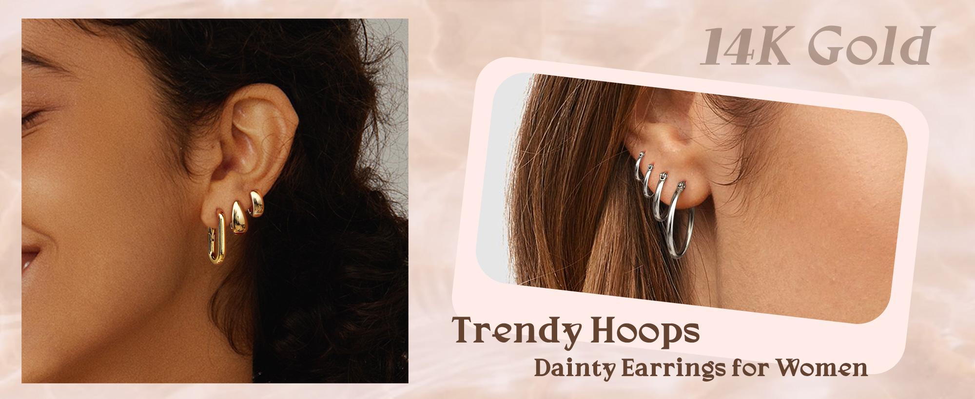 ORAZIO 4 Pairs Stainless Steel Hoop Earrings Set 10MM-20MM Cute Huggie Earrings for Women Hypoallergenic Jewelry Casual Trendy Fashion Earrings