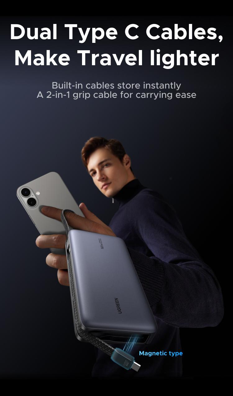 UGREEN 165W Power Bank, 25000mAh Laptop Portable Charger USB-C PD Fast Charging Laptop External Battery Pack for Dell,MacBook,HP,Asus,Lenovo,Steam Deck,Switch,iPhone,Galaxy, iPad and More，TikTokShopBlackFriday ,TikTokShopJumpstartSale