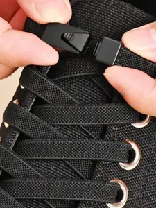 1pair Elastic No Tie Shoelaces With Switch Buckle, White Color, Suitable For Sneakers, Training Shoes And Casual Shoes,White Shoes,Basketball Shoes, Winter Gift Ideas