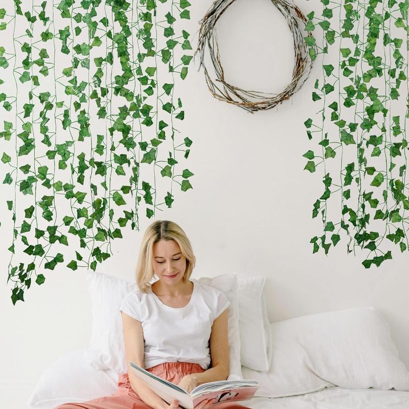 Fake Vines for Room Decor(12 Pack 84 Feet) Aesthetic Artificial Plant Ivy Leaves Hanging Greenery Garlands for Home Bedroom Wall Wedding Christmas Party Office Patio Outdoor Garden Décor