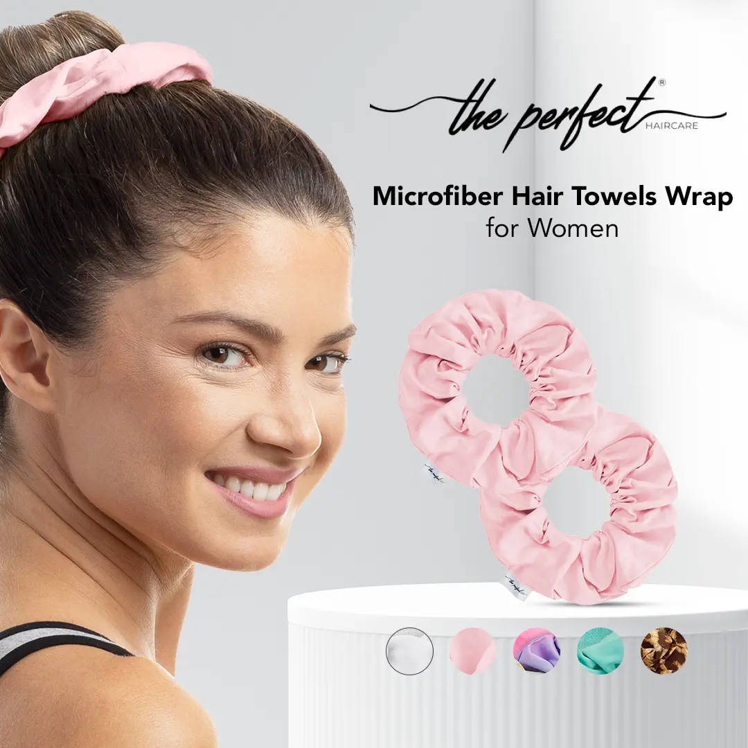 Microfiber Hair Drying Towel Scrunchies - The Perfect Haircare - Anti-Frizz & Silky Smooth - Ponytail/Bun Holder - Quick Drying & Absorbent - for Curly, Wavy, Long & Short Hair (2 Pack) (Aquamarine)