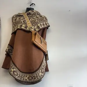 Brown and khaki shawl from Peru