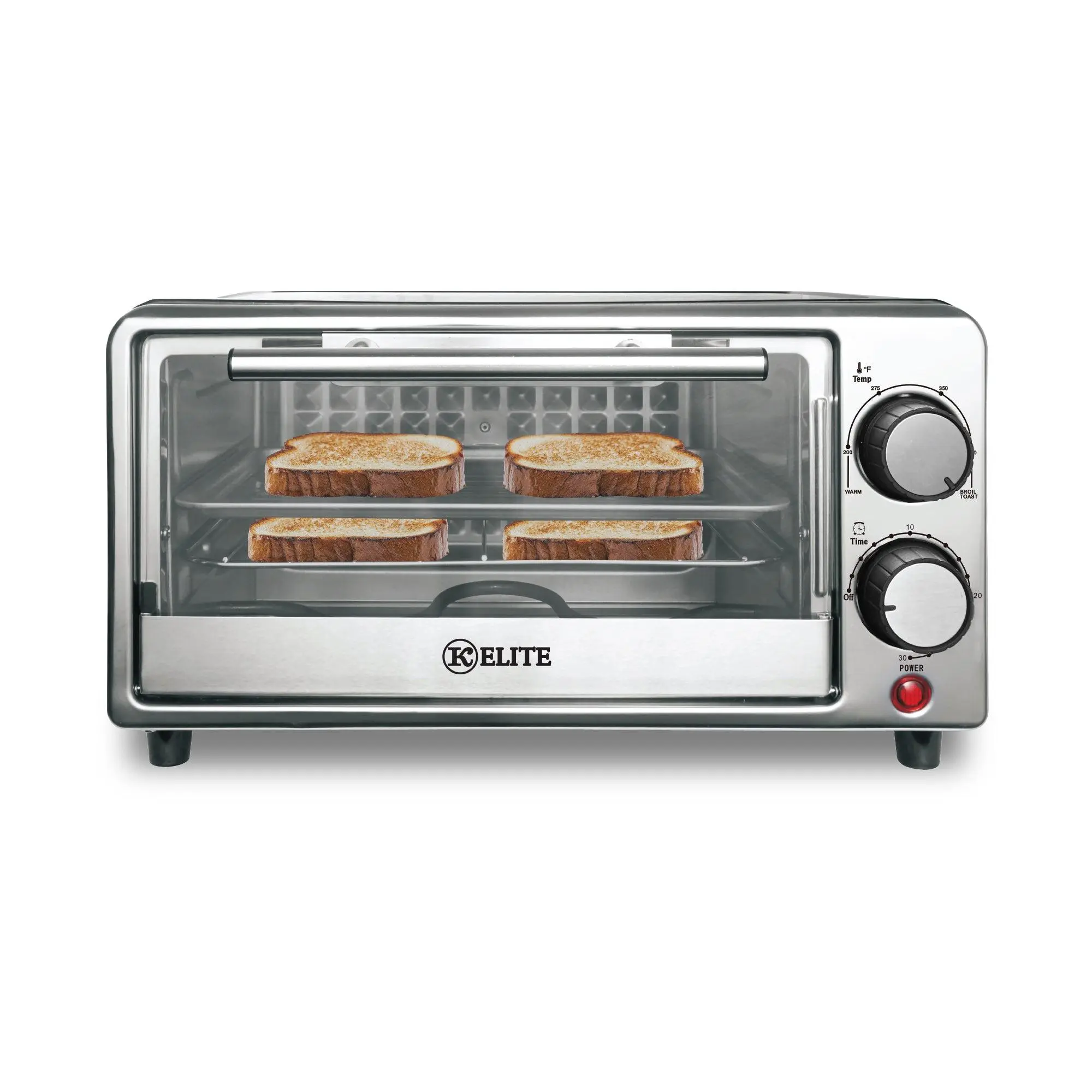 Kitchen Elite Compact Countertop Toaster Oven with Stainless Steel Tray, Black