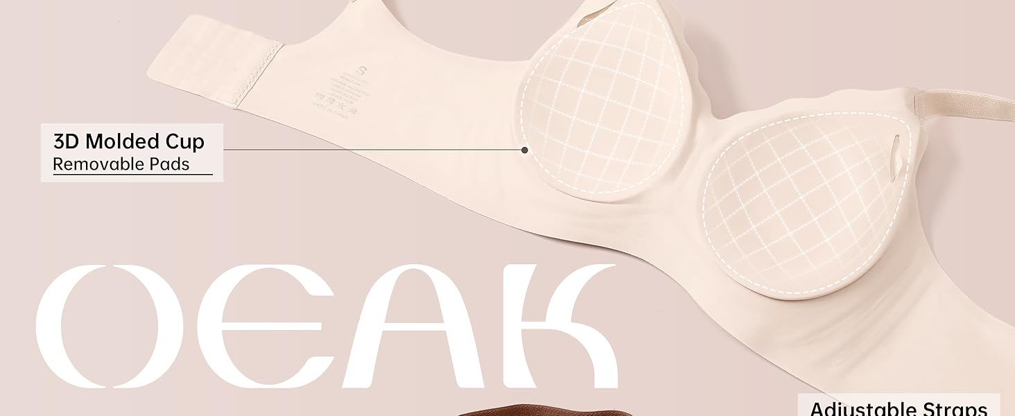 OEAK 2PCS Women Seamless Soft Push-Up Jelly Bralette Wireless No Underwire Comfort Full Coverage Everyday Bras