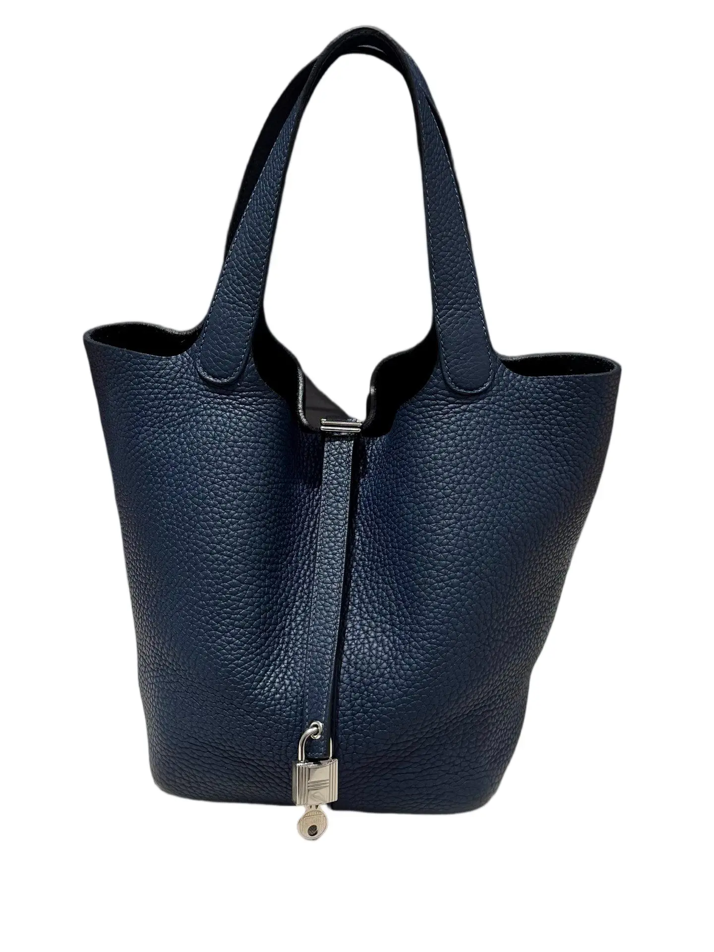 Pre-owned HERMÈS Taurillon Clemence Top Handle Bag Picotin 22 7P Bleu De Prusse 59807461