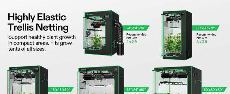 VIVOSUN Elastic Trellis Netting with 4 Hooks for Climbing Plants, Vegetables, Fruits, and Flowers, 1-Pack