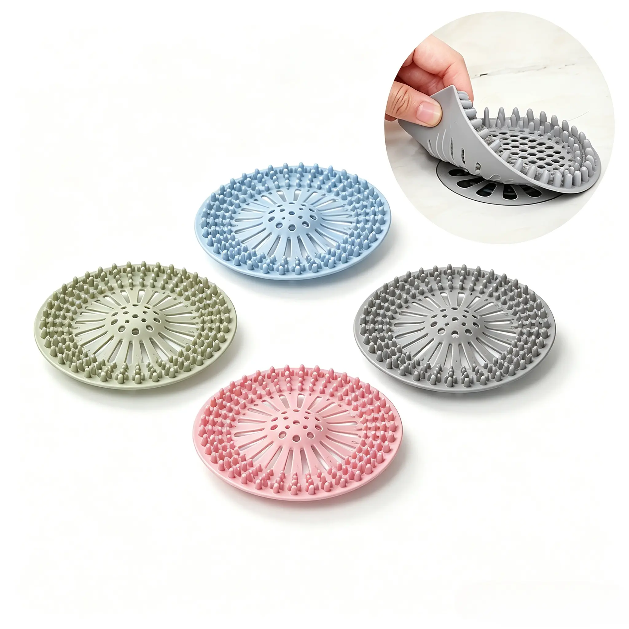 Easy to Install & Clean Hair Catcher - Durable Silicone Drain Cover, Hair Stopper for Bathroom Bathtub Kitchen - MM2
