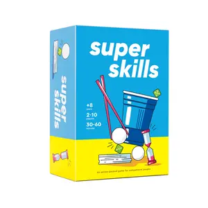 Super Skills - Action Game for Competitive People - 120 Challenge Cards for Family Game Night and Parties for Kids, Teens and Adults -