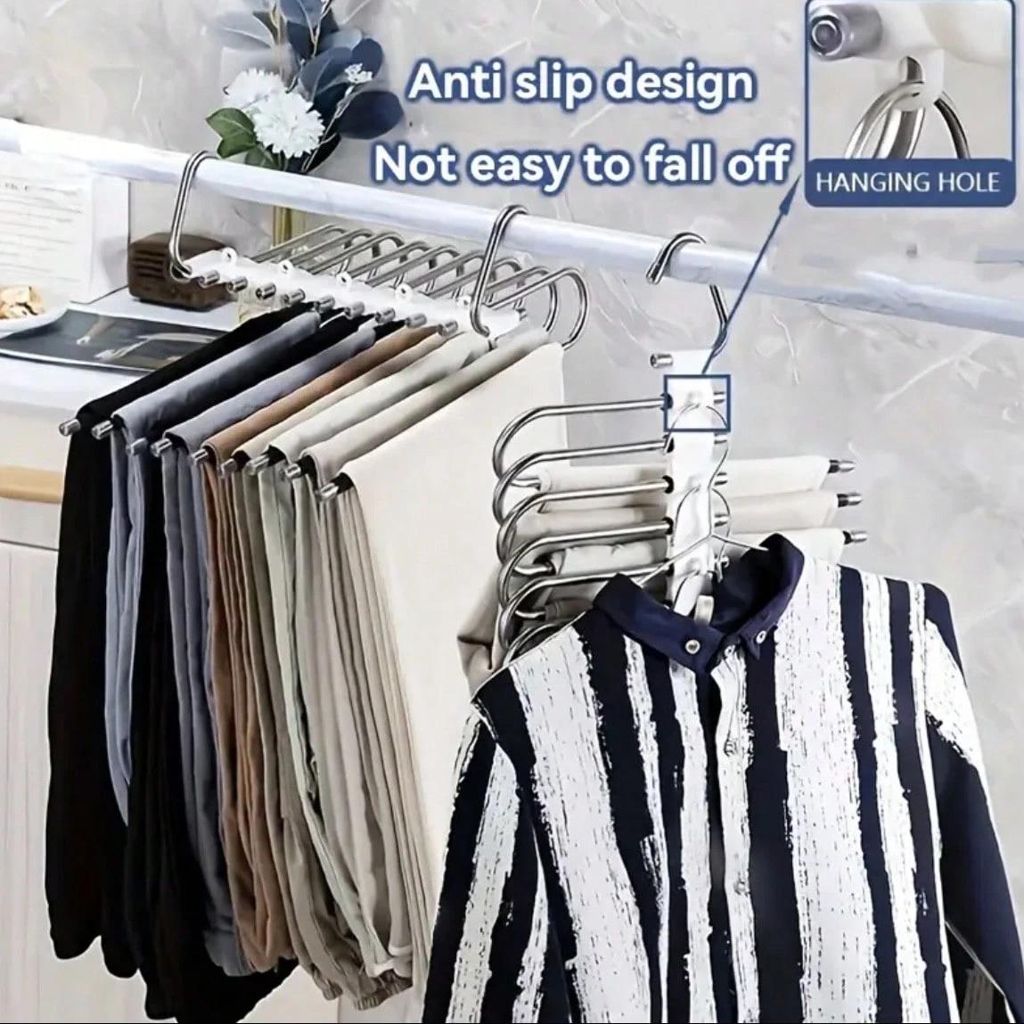 2pcs Huge goth Hangers Easy to Hang and Retrieve with 90 Degree Rotation spacesaving for Pants shanger organizer Storage, percher opara pantalones