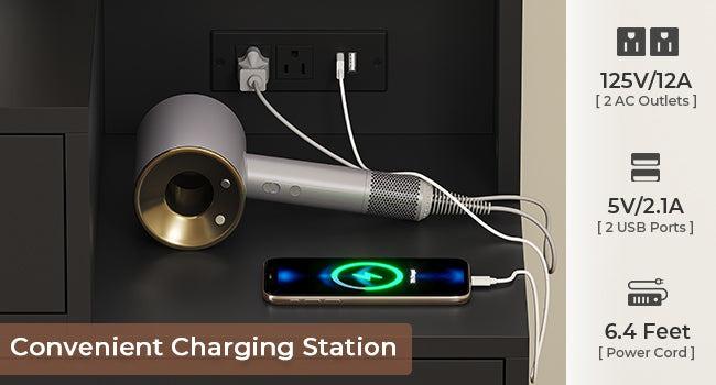 Sikaic LED Makeup Vanity with Charging Station Jewelry Box Sliding Mirror Drawers Furniture Storage Aesthetic Table