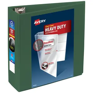 Avery Heavy-Duty View 3 Ring Binder, 4 Inch One Touch EZD Rings, 780-Sheet Capacity, 4.5 Inch Wide Spine, Customizable Clear Cover and Spine, 1 Green Binder (79110)