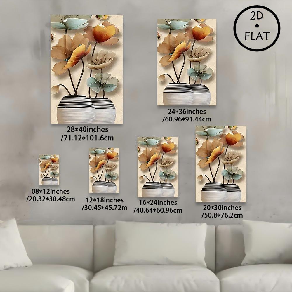 2D Flat 1pcs Framed Wood Canvas , Elegant Floral Wall Art, Home Decor, Wall Decor, Living Room, Bedroom, Office Decor, Room Decor, Mural Decor, Perfect for Room Decor