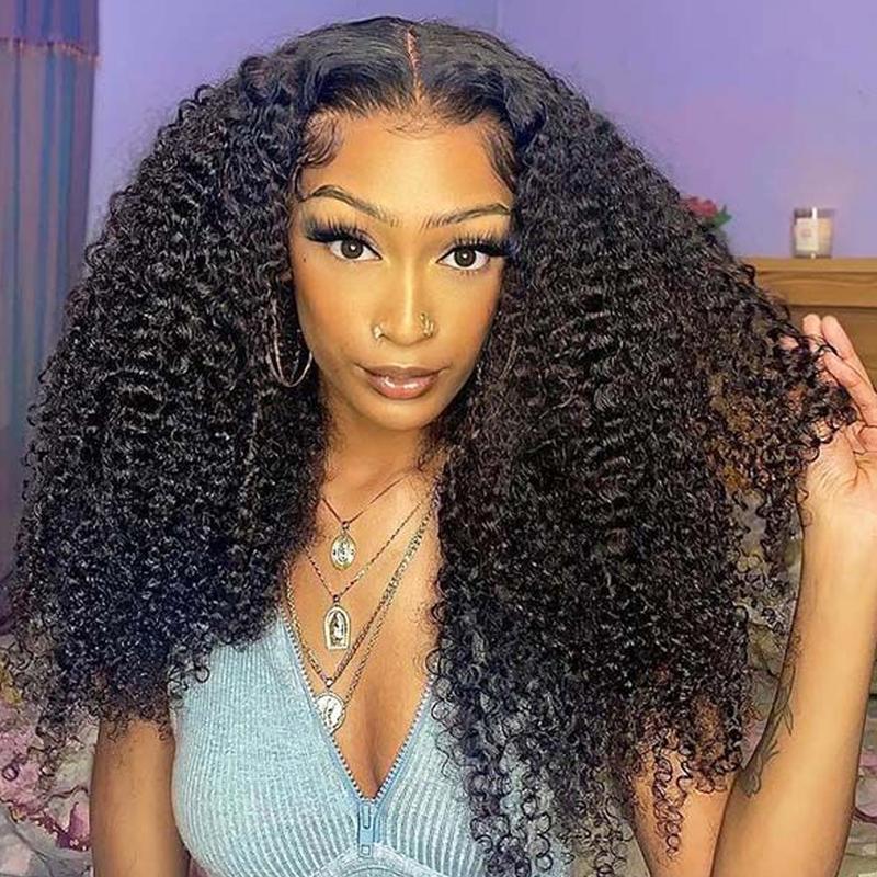 FORGIRL FOREVER Kinky Curly 13x4 Lace Front Human Hair Wigs For Black Women Pre-Plucked Afro Curly Transparent Lace Frontal Human Hair Wigs