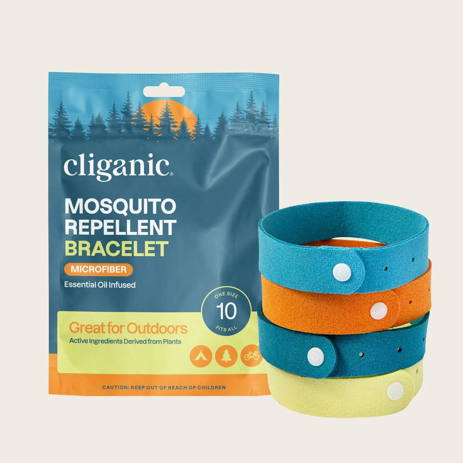 Cliganic Mosquito Repellent Microfiber Bracelets - for Adults and Kids, DEET Free Wristbands