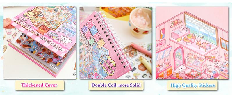 20 Sets DIY Miniature 3D Sticker Scene Book, Sticker Therapy Scenes Collection Book for Adults Stress Relief Pass The Time, Make Your Own House Miniature Cute Cartoon Animal Isometric Scene Funny Stickers