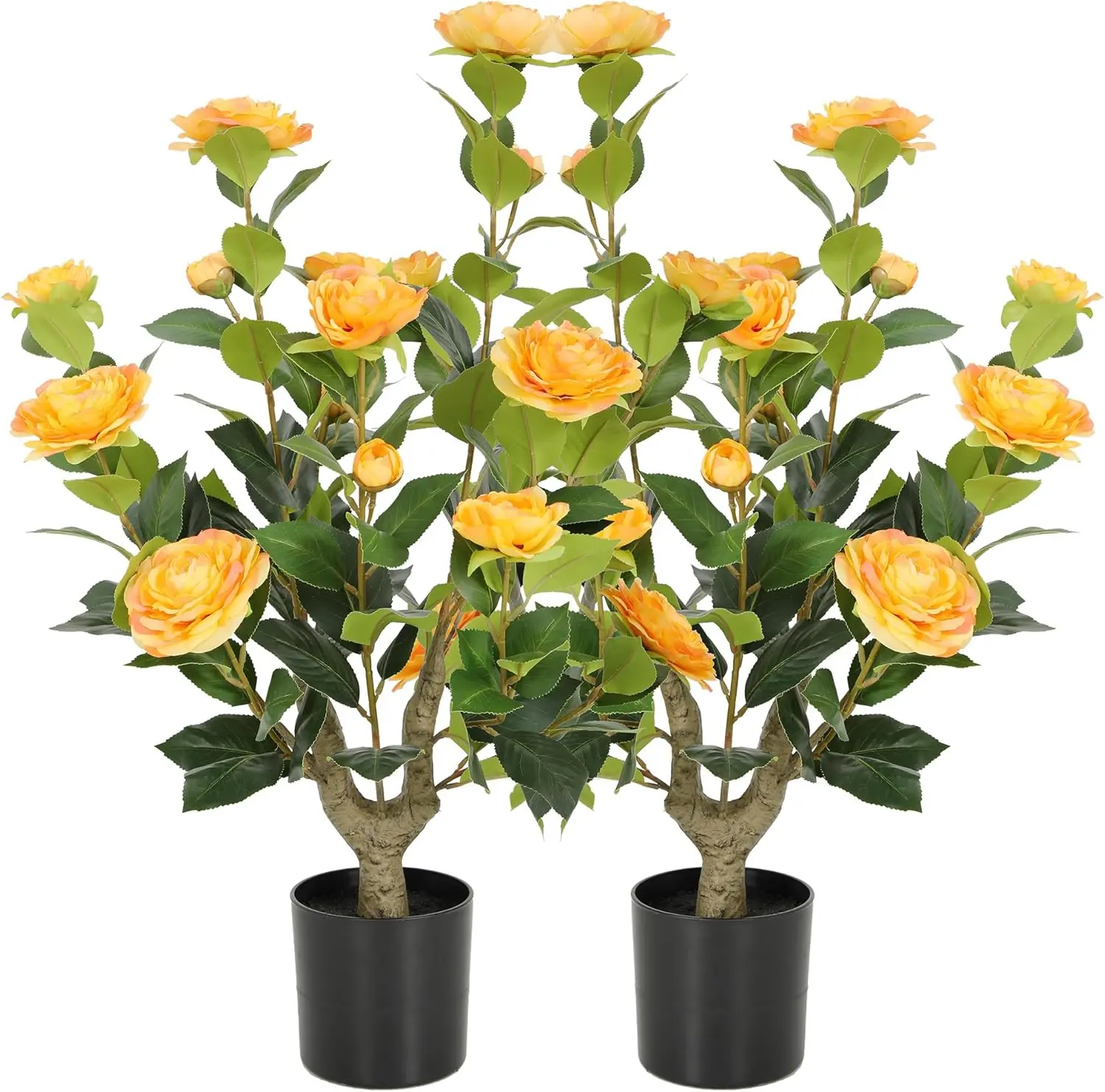 2 Pcs 3FT Artificial Camellia Trees Faux Camellia Plant in Pot with Flowers Indoor Plants for Spring Home Decor Outdoor Porch Front Door Decor  Fake Camellia Flowers Tree for Indoor Outdoor Living Room Home Patio Front Door Garden Decor campingessentials