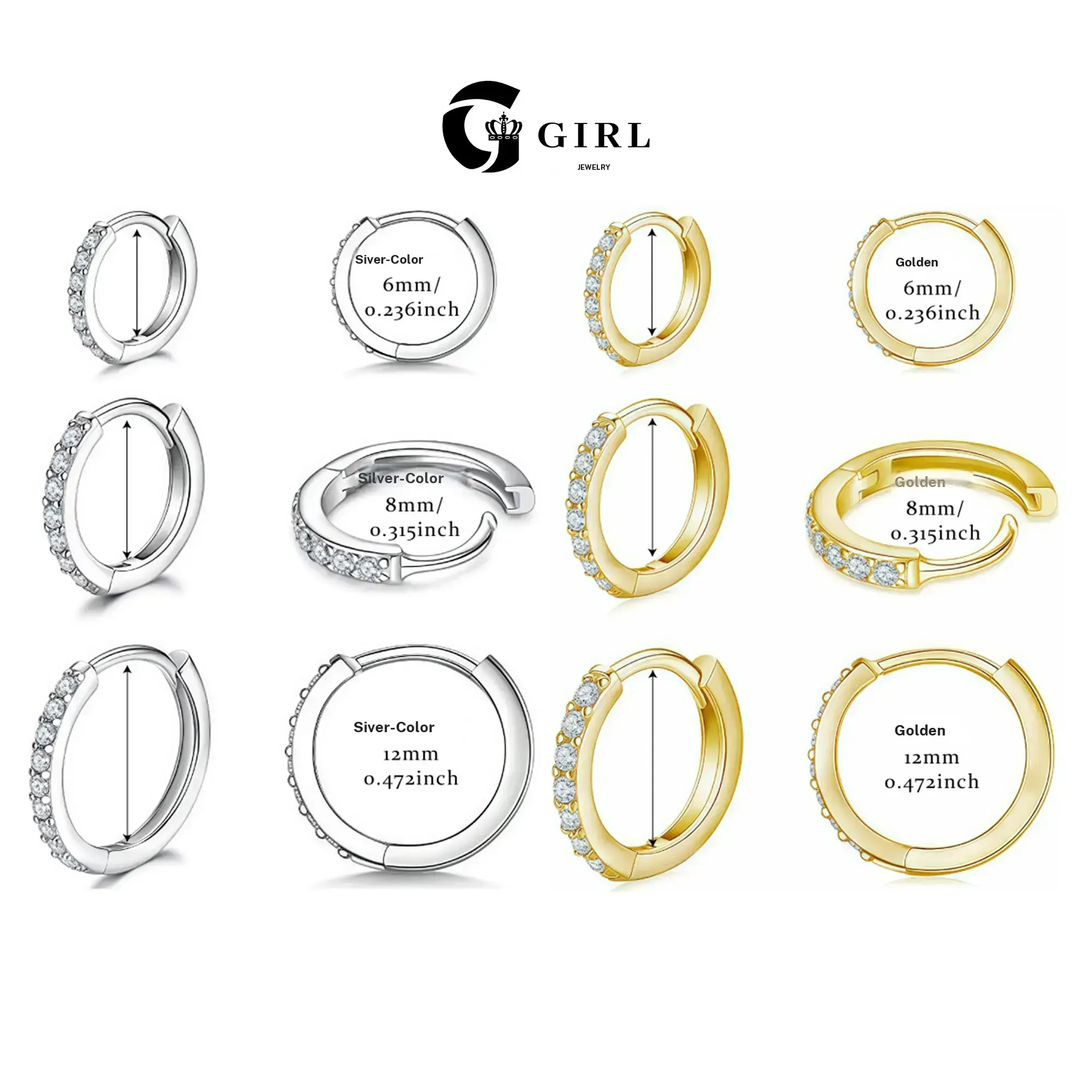GGIRL 18K Gold Plated Copper Hoop Earrings Set with Cubic Zirconia Huggies for Women Daily Wear Party Accessory Trendy All Match Exquisite Design Fashion Jewelry Gift for Holiday Haul Christmas Birthdays Anniversaries