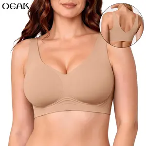 OEAK Women Comfortable Pullover Bra No Underwire Jelly Bras Seamless Full Coverage Supportive Bralette Everyday Sports Tshirt Bra