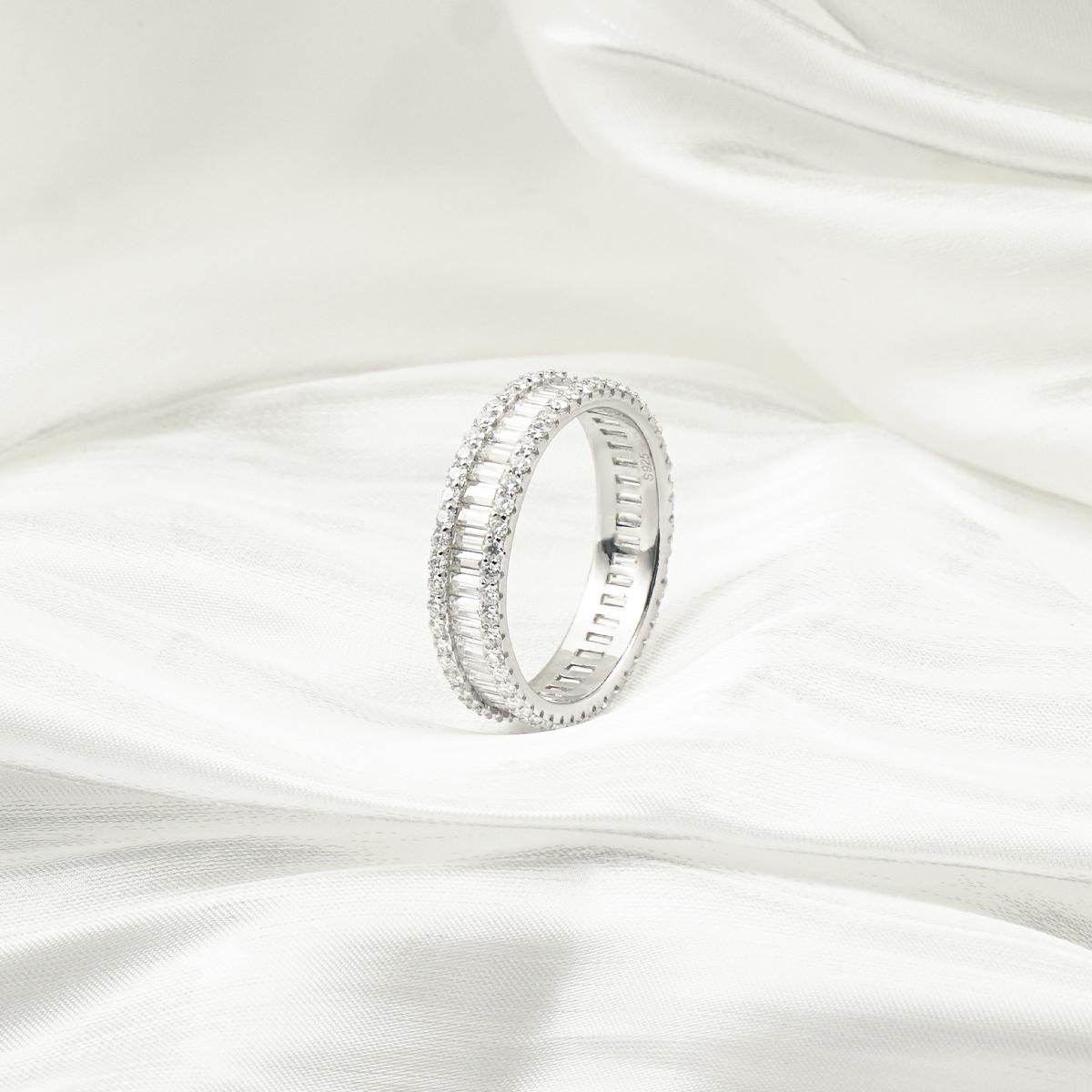 Delzzad Baguette Round Cut Eternity Ring Lab-Created Moissanite Ring S925 Sterling Silver Moissanite Jewelry Perfect Christmas Gift Delzzad Baguette Round Cut Eternity Ring Lab-Created Moissanite Ring S925 Sterling Silver Moissanite Jewelry Perfect Christmas Gift
