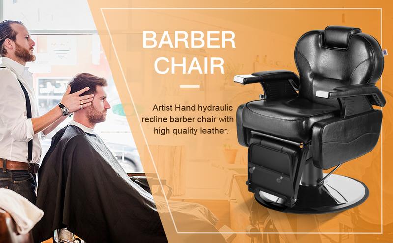 Barber Chair for Hair Stylist, Hydraulic Recline Salon Chair, Heavy Duty Barber Salon Equipment, Black Barber Chair for Hair Stylist, Hydraulic Recline Salon Chair, Heavy Duty Barber Salon Equipment, Black