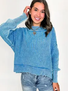 Tara Washed Side Slit Knit Sweater - BACK IN STOCK