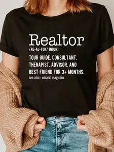 cotton Funny Real Estate Agent Tees Realtor Definition - Realtor T-Shirt casual Fashion graphic tees for women