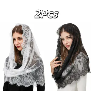 Spanish-Style Lace Traditional Vintage-Inspired Infinity Shape Mantilla Veil Latin Mass Head Covering