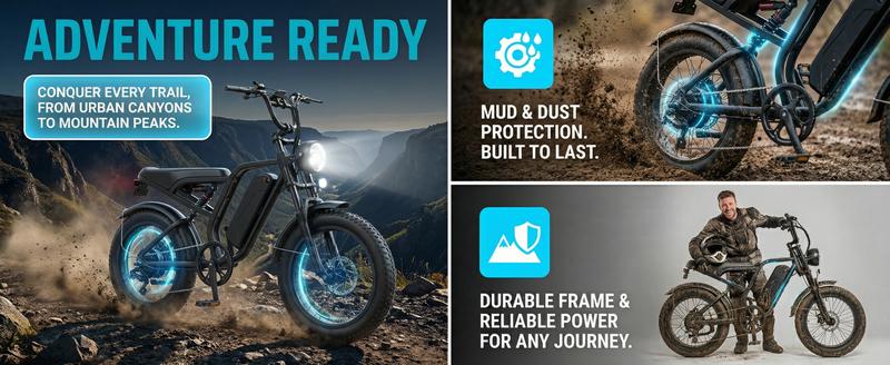 PASLDA ebike 1500W All-Terrain Electric Bike 34MPH Top Speed 48V 15.6AH Battery 20×4.0 Fat Tire 90N.m Torque Shock Absorption Shimano 7-Speed Gear System LCD Display