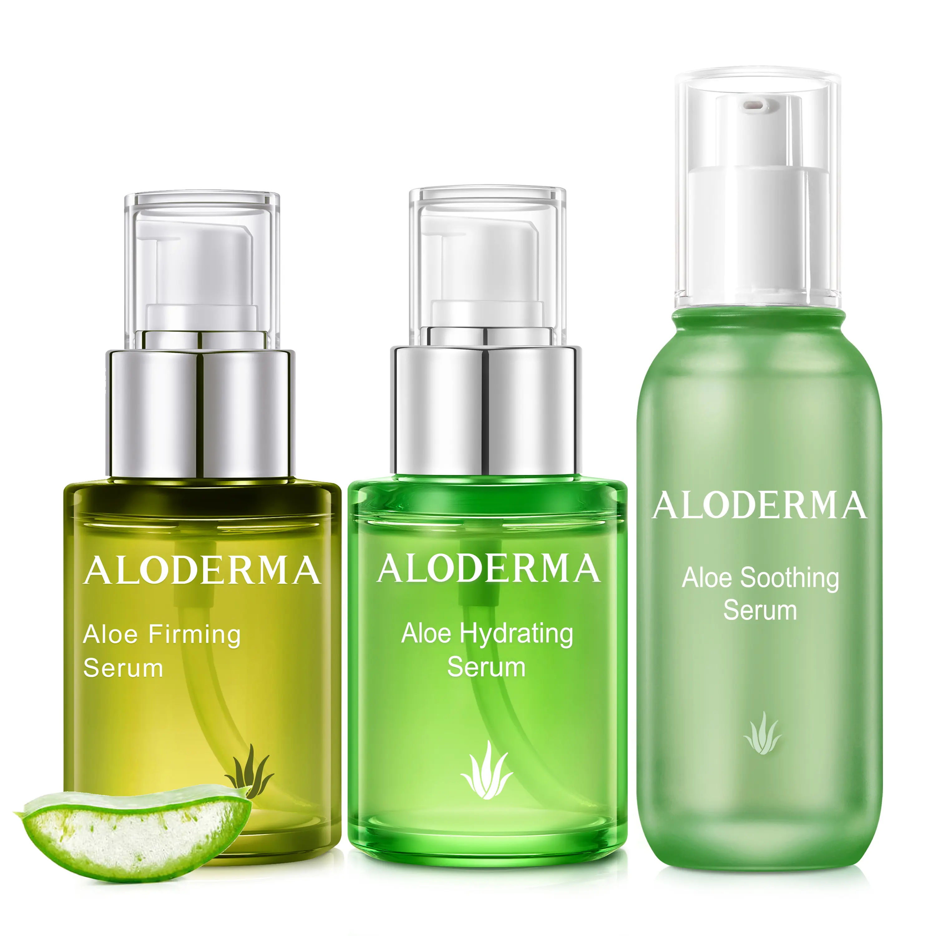 Aloderma Aloe Face Serums Set - 3-Piece Skincare Serums & Essences, Anti-Aging, Brightening Hydrating, Firming, Soothing, Deep Hydration for Skin Transformation, Glow Up, Oat, Hyaluronic, Radiant, Gentle, Organic, Glow Up Journey