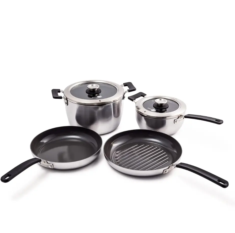 GreenPan Levels Stackable Hard Anodized Healthy Ceramic Nonstick, 6 Piece Pots and Pans Cookware Set PFAS-Free, Dishwasher Safe, Black