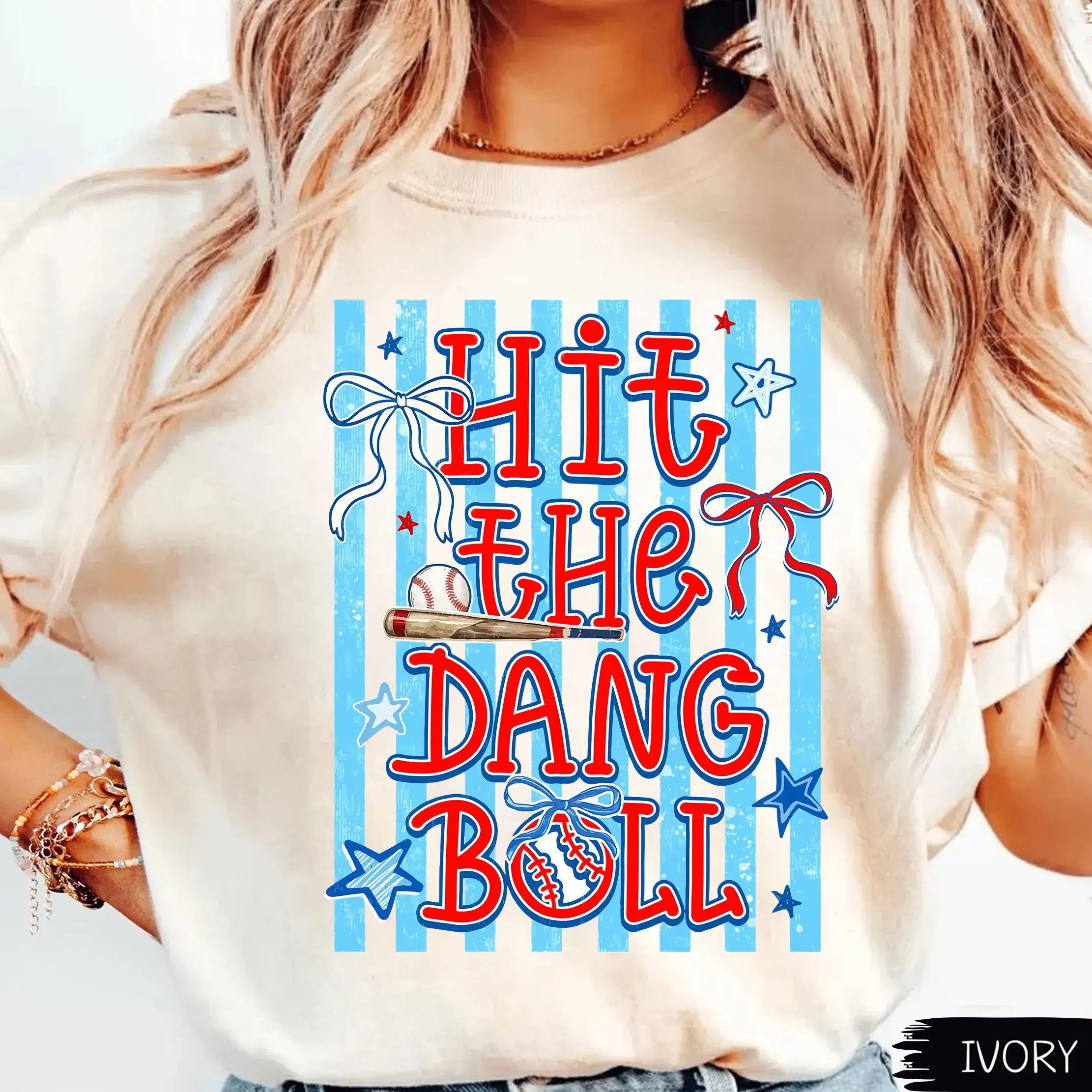 Comfort Colors Coquette Bow Game Day Baseball Mama Hit The Dang Ball Funny  Shirt, Retro Preppy Baseball Season Team Sport Mom Graphic Tee