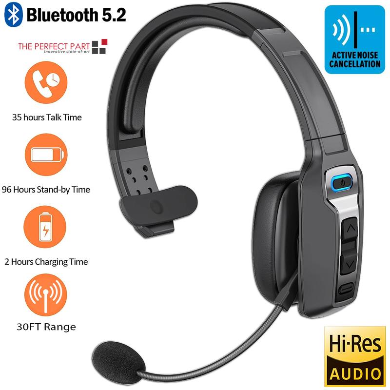 Premium Trucker Headset at Affordable Price - BT5.2 Chip - Noise Cancellation - 500H Standby - Ideal Work Companion Audio Bluetooth