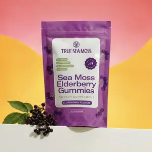 True Sea Moss Elderberry Gummies  – With Magnesium, Burdock Root & Bladderwrack – 60 Gummies – Rich in Essential Minerals & Vitamins – supports overall vitality sea moss capsules sea moss gummies