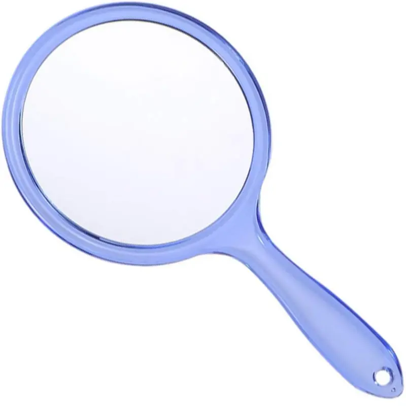 Makeup Hand Mirror, Double-Sided 3X 1x Magnifying Large Travel Handheld Mirror Cosmetic Mirror Acrylic Clear Finish Round Mirror ( blue)