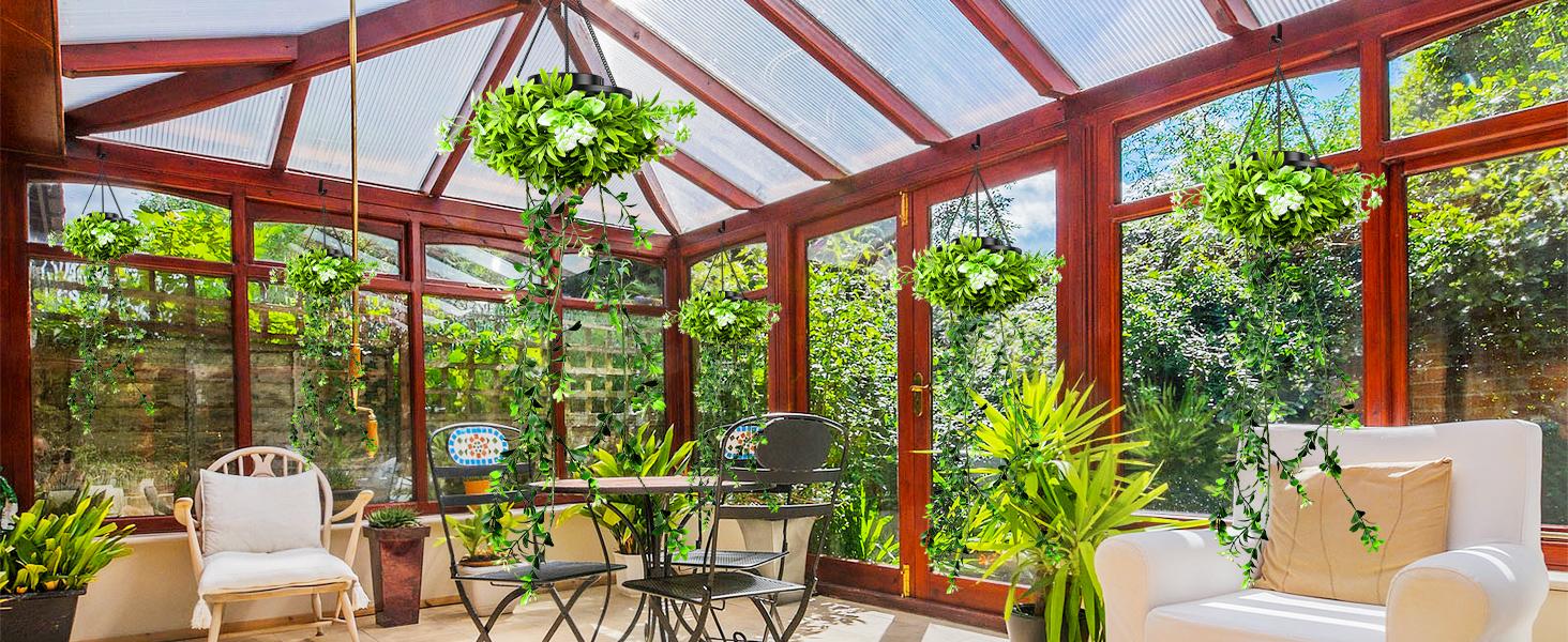 Solar Lights Outdoor 2025 NEW Release 66 LED  2 Pack Hanging Artificial Plants Fairy Lights, Garden Pathway Lights Ornaments Outdoor Lantern Mock Lime Twinkly String Lights, Pathway Lights, Perfect Gifts Presents for Mum Grandma