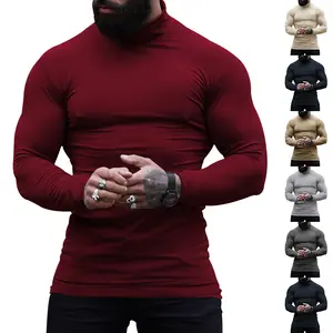 2026 Spring And Autumn  Solid Color Turtleneck Base Shirt Slim Pullover Base Sweater Sweater Men's Thermal Inner Wear