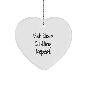 Cobbling Gifts for Men from Friends at Christmas Time - Funny Heart Ornament with Eat. Sleep. Cobbling. Repeat. Quote