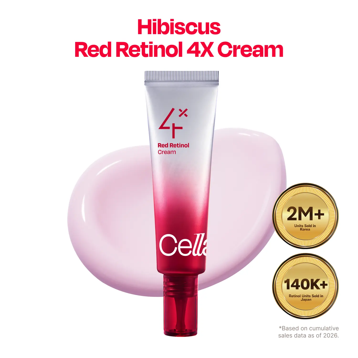 Celladix Hibiscus Red Retinol 4X Cream, Daily Retinol Cream for Dark spots, Wrinkles, Tone & Firmness, 1.01 fl.oz. / 30ml