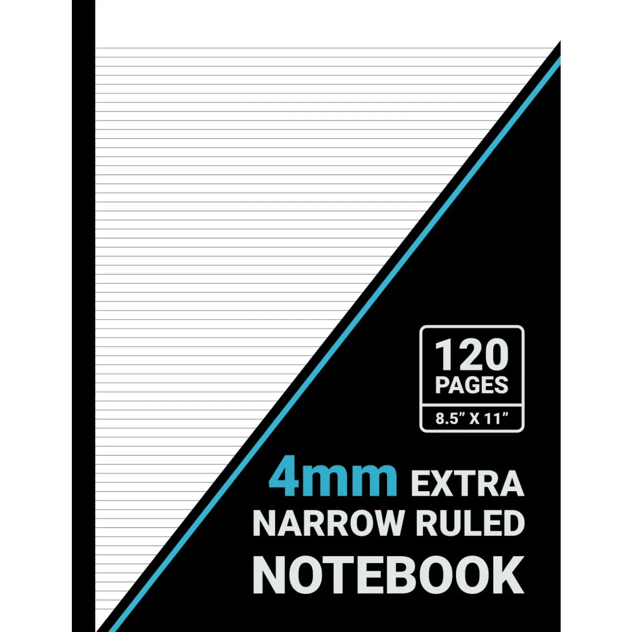 4mm Extra Narrow Ruled Notebook: 4mm Line Spacing, Ultra Narrow Lined Paper, 8.5" x 11", 120 Pages